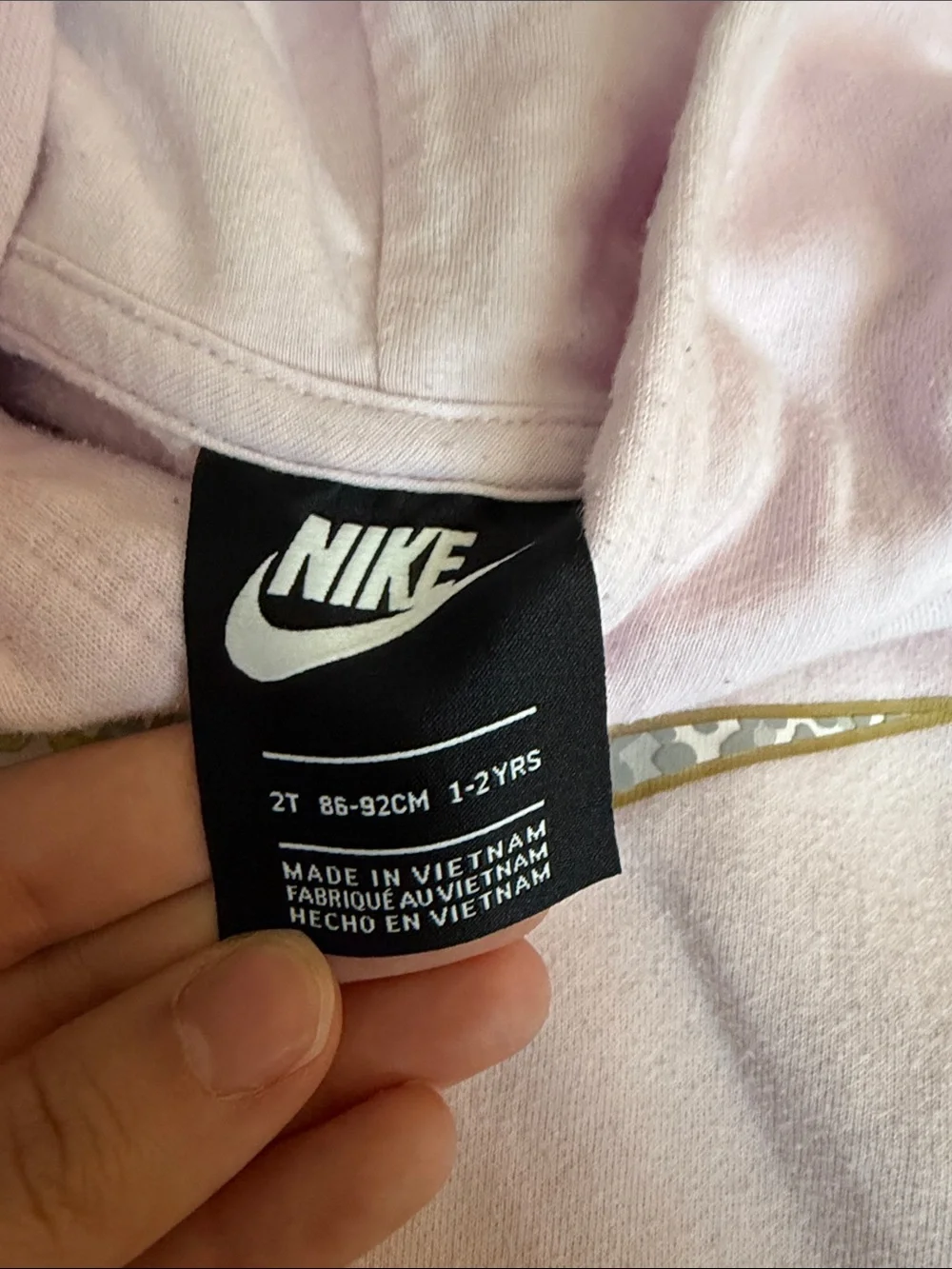 Nike Light Pink Kids Hoodie with Gold Leopard Logo